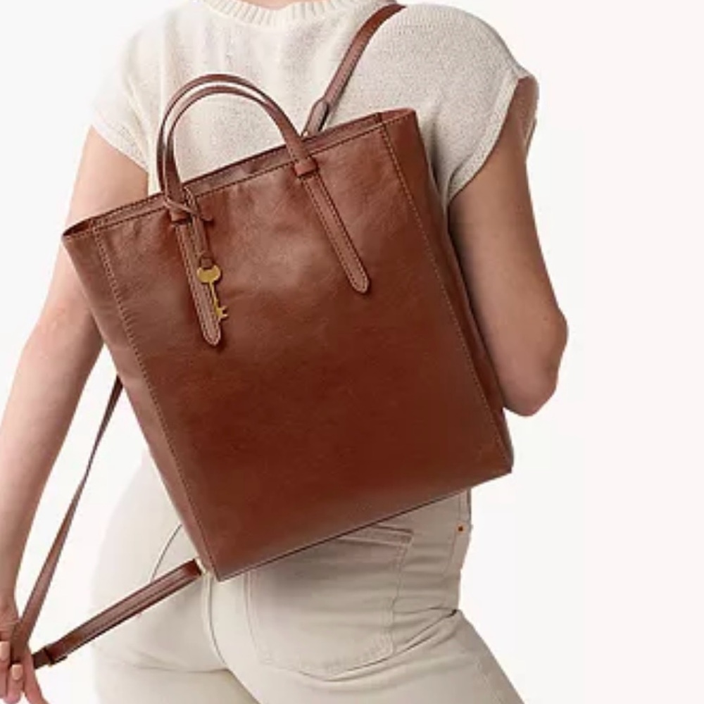 Fossil Camilla convertible backpack, shoulder and tote bag leather.